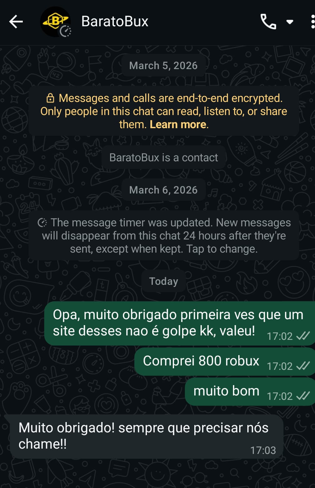 Print da avaliação LucasRbx